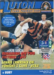 Programme: Luton Town FC vs Bury (22nd Apr 1997)