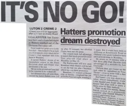 Match Report: Luton Town FC vs Crewe Alexandra (14th May 1997)