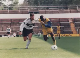 Mitchell Thomas in a tussle to win the ball