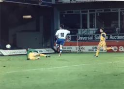 Tony Thorpe scores Town`s goal past Carl Emberson