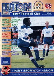Programme: Luton Town FC vs West Bromwich Albion (16th Sep 1997)