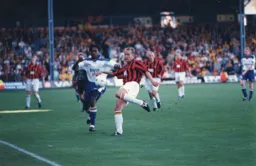 Stuart Douglas tries to get down the right side