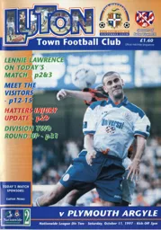 Programme: Luton Town FC vs Plymouth Argyle (11th Oct 1997)