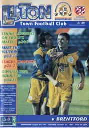 Programme: Luton Town FC vs Brentford (25th Oct 1997)