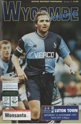 Programme: Wycombe Wanderers vs Luton Town FC (1st Nov 1997)