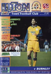 Programme: Luton Town FC vs Burnley (4th Nov 1997)