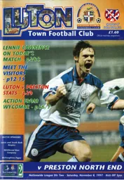 Programme: Luton Town FC vs Preston North End (8th Nov 1997)