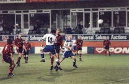 Tony Thorpe sends a header towards the goal
