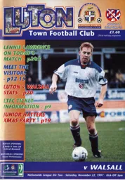 Programme: Luton Town FC vs Walsall (22nd Nov 1997)