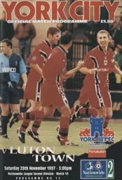 Programme: York City vs Luton Town FC (29th Nov 1997)