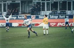 David Oldfield turns away after scoring Town`s second goal