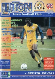 Programme: Luton Town FC vs Bristol Rovers (20th Dec 1997)