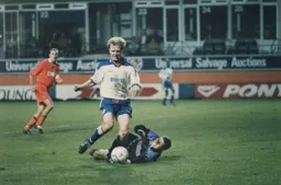 David Oldfield gets around Banks but cannot add to the score