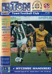 Programme: Luton Town FC vs Wycombe Wanderers (7th Mar 1998)