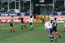 Sean Evers turns away after scoring Town`s first goal