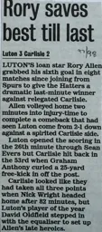 Match Report: Luton Town FC vs Carlisle United (2nd May 1998)