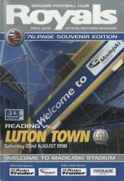 Programme: Reading vs Luton Town FC (22nd Aug 1998)