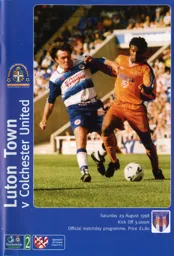 Programme: Luton Town FC vs Colchester United (29th Aug 1998)