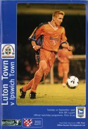 Programme: Luton Town FC vs Ipswich Town (22nd Sep 1998)