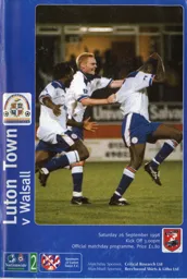 Programme: Luton Town FC vs Walsall (26th Sep 1998)