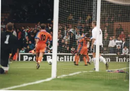 Stuart Douglas gets hugged after putting the Town 2-0 up