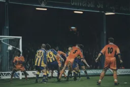 Steve Davis heads towards goal