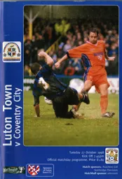 Programme: Luton Town FC vs Coventry City (27th Oct 1998)