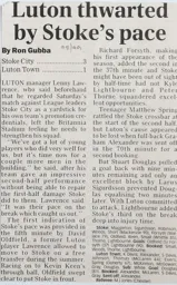 Match Report: Stoke City vs Luton Town FC (7th Nov 1998)