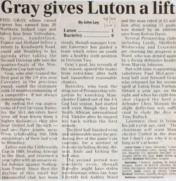 Match Report: Luton Town FC vs Barnsley (10th Nov 1998)