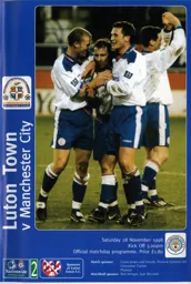 Programme: Luton Town FC vs Manchester City (28th Nov 1998)