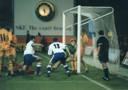 Steve Davis watches his header hit the back of the net