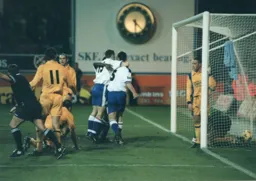 Steve Davis hugged following his equalising goal