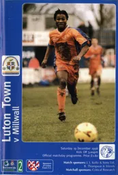 Programme: Luton Town FC vs Millwall (19th Dec 1998)