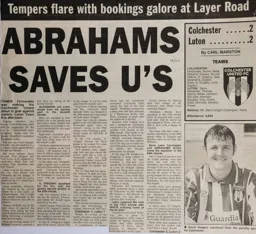 Match Report: Colchester United vs Luton Town FC (2nd Jan 1999)