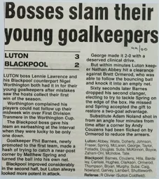 Match Report: Luton Town FC vs Blackpool (14th Aug 1999)