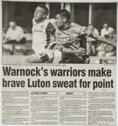 Match Report: Luton Town FC vs Bury (4th Sep 1999)