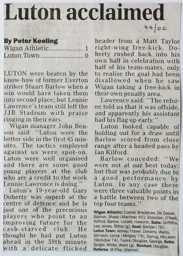 Match Report: Wigan Athletic vs Luton Town FC (2nd Oct 1999)