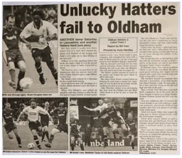 Match Report: Oldham Athletic vs Luton Town FC (9th Oct 1999)
