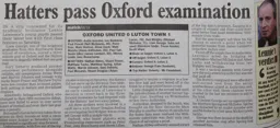 Match Report: Oxford United vs Luton Town FC (23rd Oct 1999)