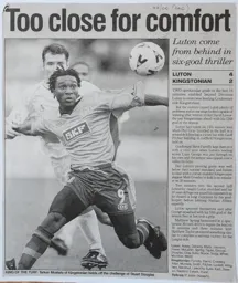 Match Report: Luton Town FC vs Kingstonian (30th Oct 1999)