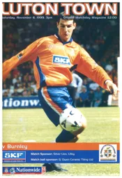 Programme: Luton Town FC vs Burnley (6th Nov 1999)