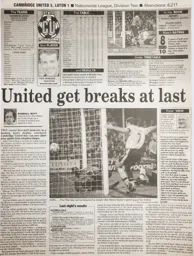 Match Report: Cambridge United vs Luton Town FC (12th Nov 1999)
