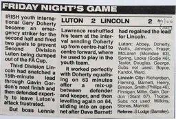Match Report: Luton Town FC vs Lincoln City (19th Nov 1999)