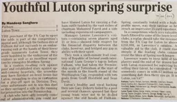 Match Report: Fulham vs Luton Town FC (11th Dec 1999)