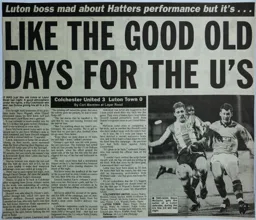 Match Report: Colchester United vs Luton Town FC (17th Dec 1999)