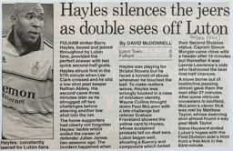 Match Report: Luton Town FC vs Fulham (21st Dec 1999)