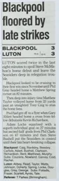 Match Report: Blackpool vs Luton Town FC (15th Jan 2000)