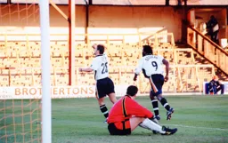 Adam Locke celebrates scoring the first Luton goal in an entertaining 3-3 draw