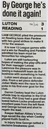 Match Report: Luton Town FC vs Reading (22nd Jan 2000)