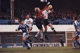 The ball didn't reach Julian Watts this time but he scored our first goal